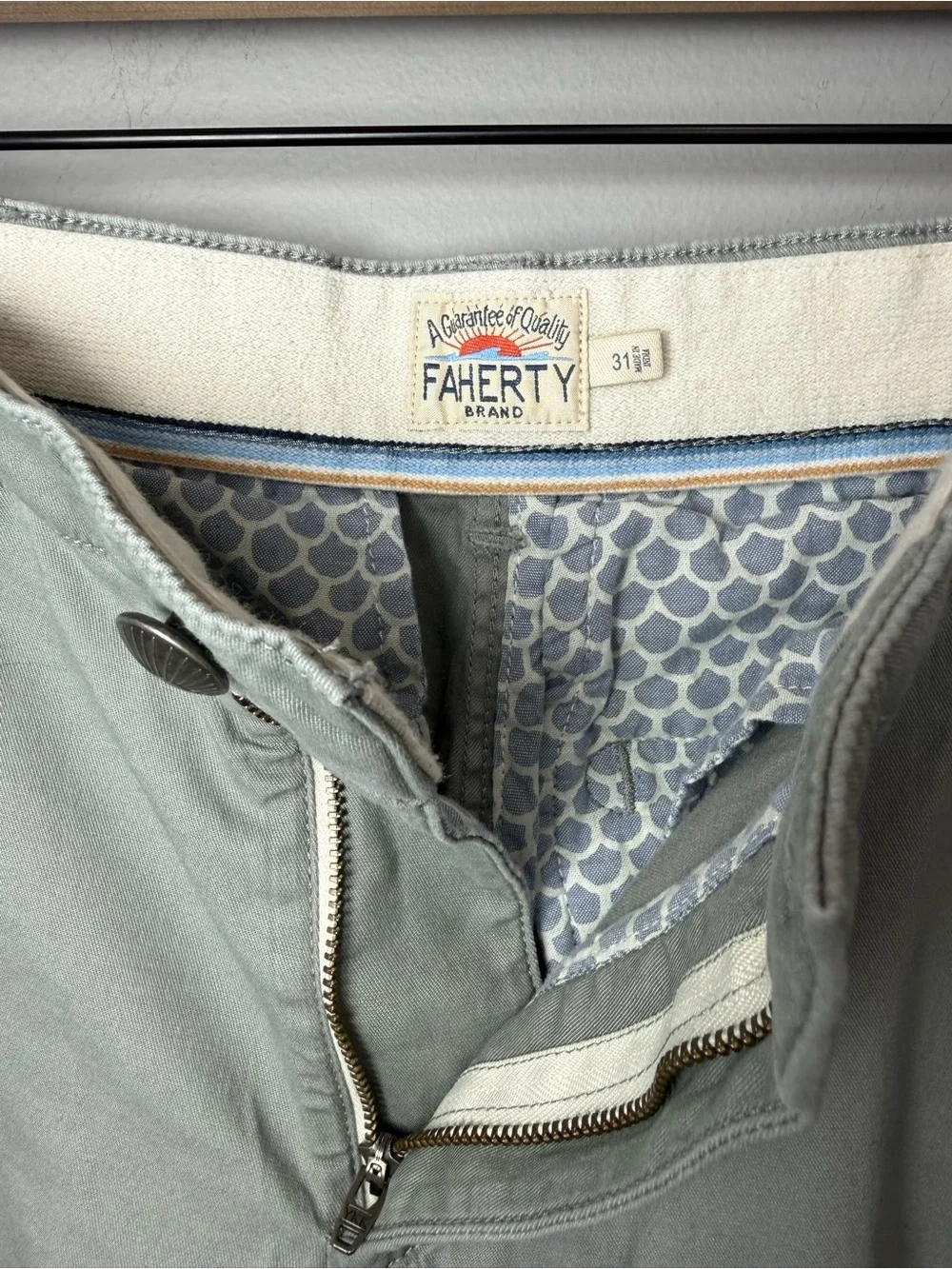 Faherty Brand Chino Shorts Mens 31 Gray‎ Casual Summer 7.5 Inseam